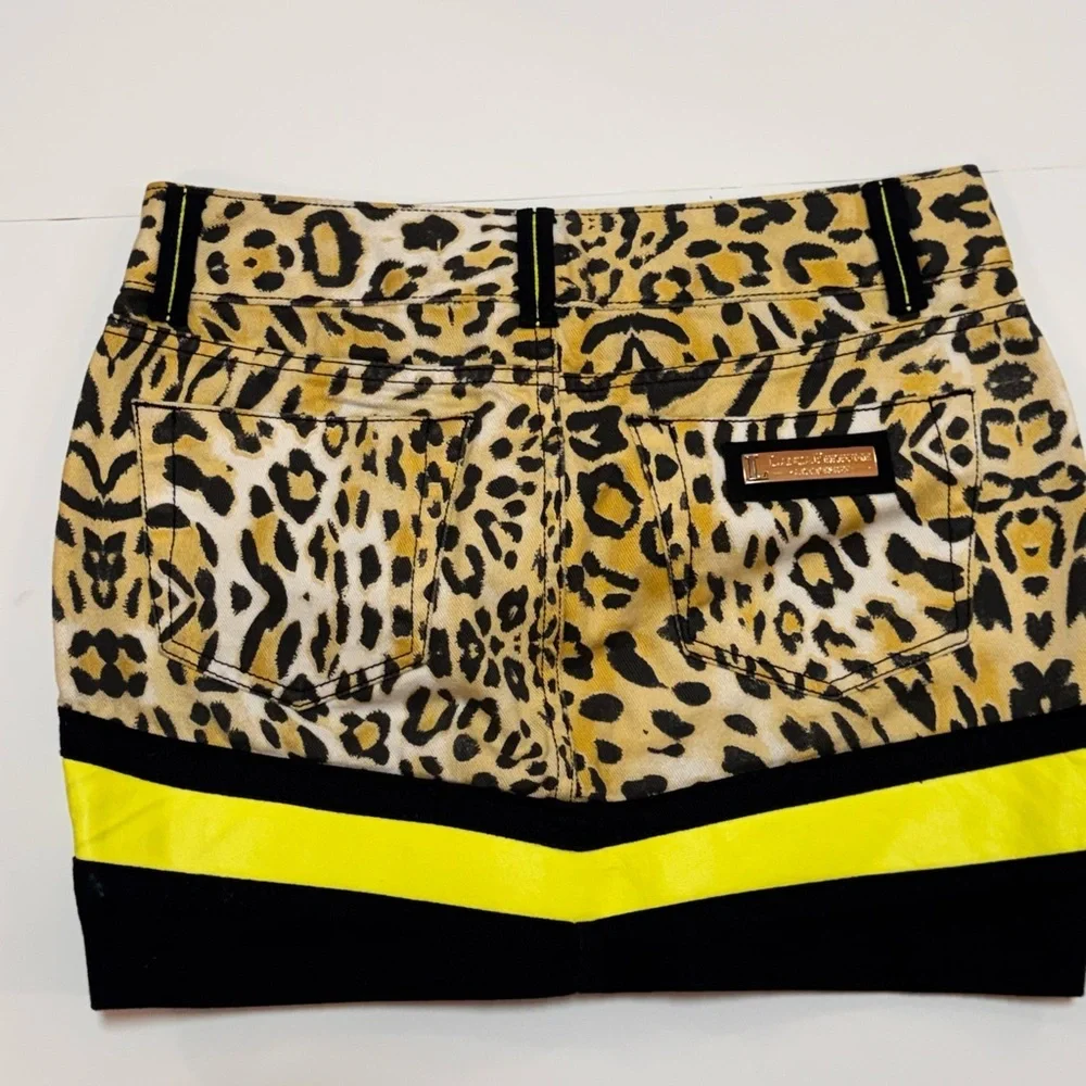 Lanca Perfume Leopard Print Mini Skirt with Yellow Accents - Picture 4 of 7
